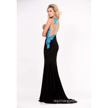 Embroidered Lace Jersey Evening Dress